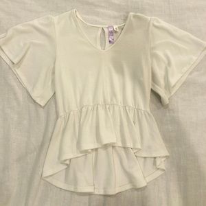 Francescas White Peplum Top Size M
